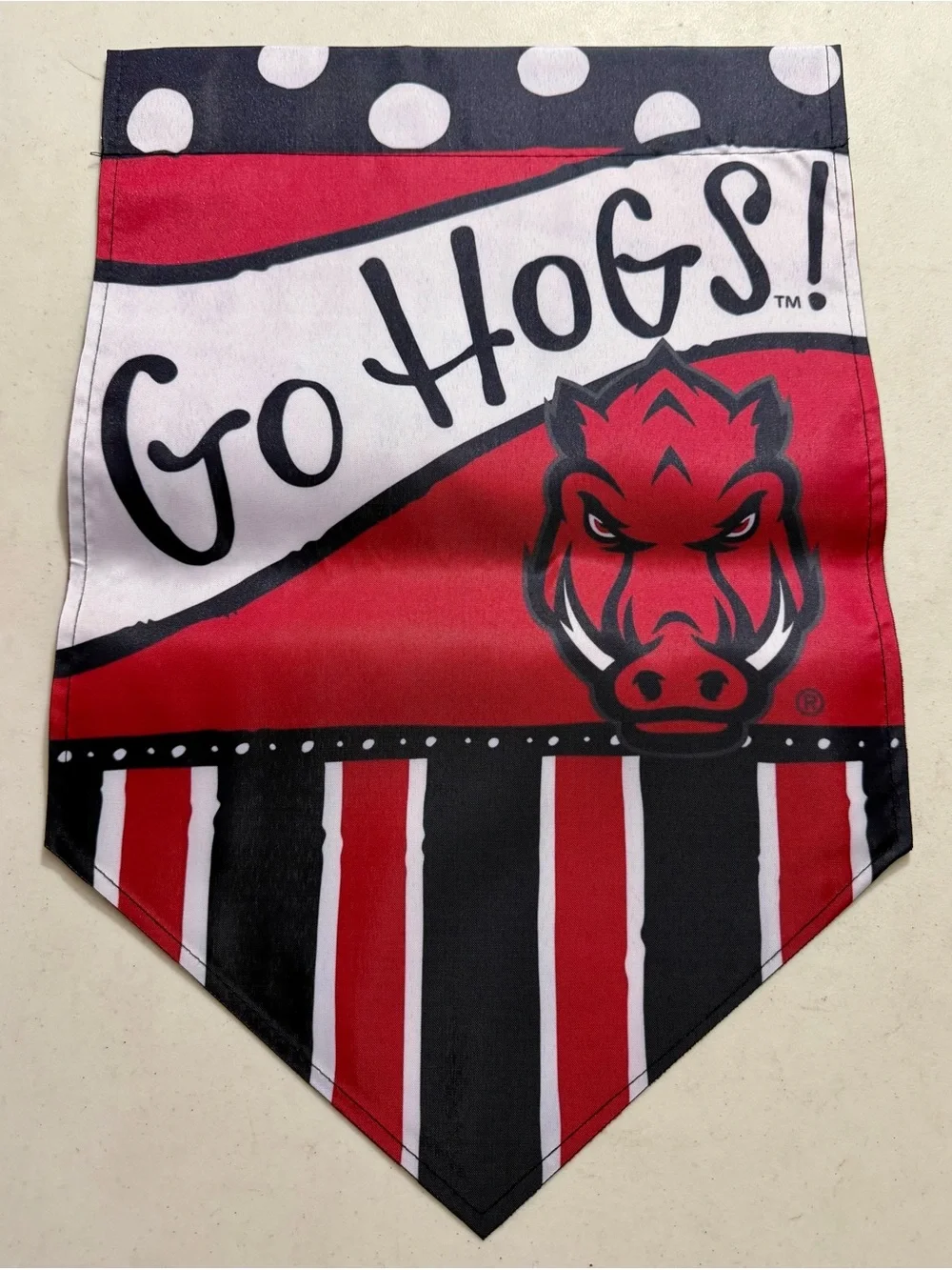 University Spirit 'Go Hogs!' Red and Black Decorative Banner